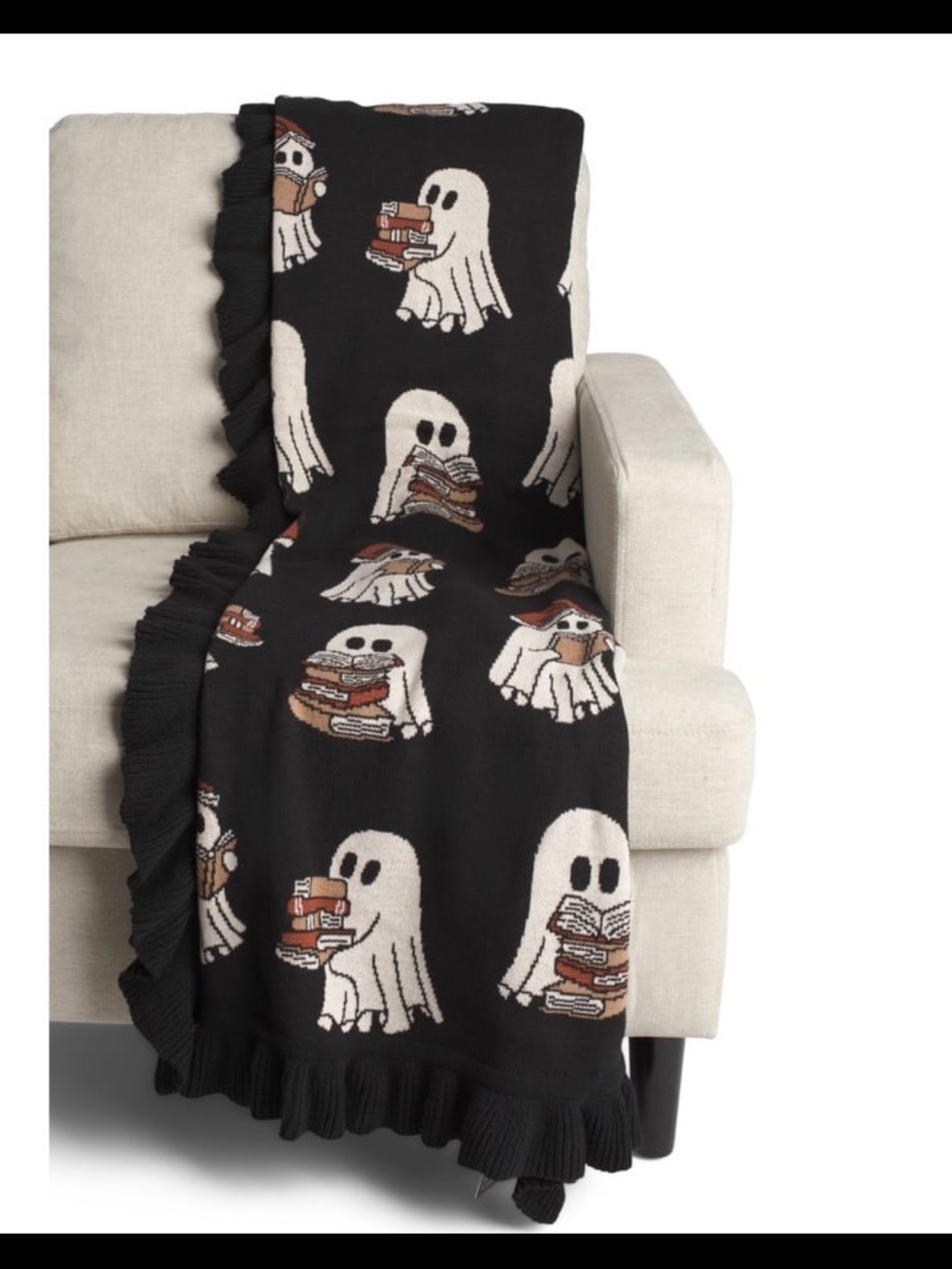 NEW VIRAL HALLOWEEN GHOST AND READING BOOKS REVERSIBLE THROW BLANKET | 50X70